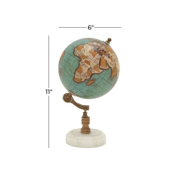 Aquamarine Marble and Wood Globe - Picture 3 of 3